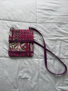 Vera Bradley Retired Mod Floral Pink Flap Hipster Crossbody Bag